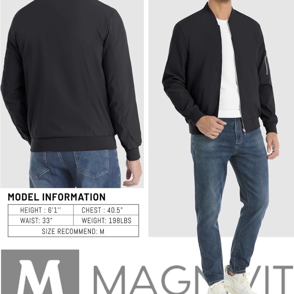 Men's Black Bomber Jacket - Picture 11 of 11